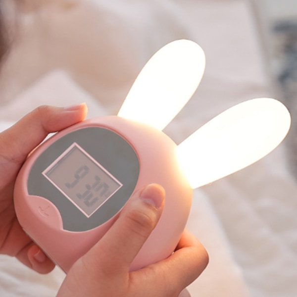 Lasten valoherätyskello söpö, kanin herätyskello USB LED Wa