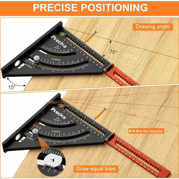 Snickares kvadratisk metall aluminium hopfällbar triangellinjal kombination kvadrat 317mm multifunktion triangellinjal vinkelmätare vinkelmätare 45 90
