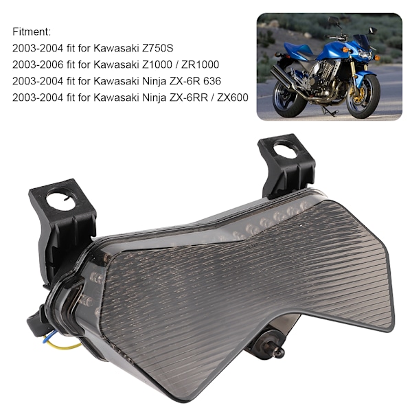 Integrert LED-baklykt med blinklys 12V Passer til Kawasaki Ninja ZX‑6R Z750S ZX‑6RR / ZX600 2003‑2004