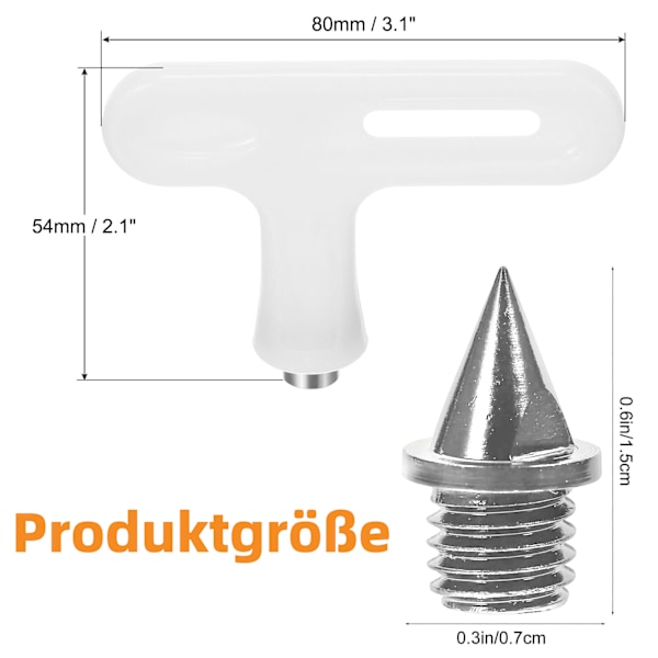 Spikspikar 6 mm med spiknyckel, 40-pack spikspikar ersättningsspikar för löparskor längdhopp löpning vandring (silver)