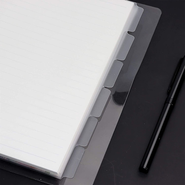 6 Huller Transparente PVC-Binder-Delesider med Flikker Klar Papir