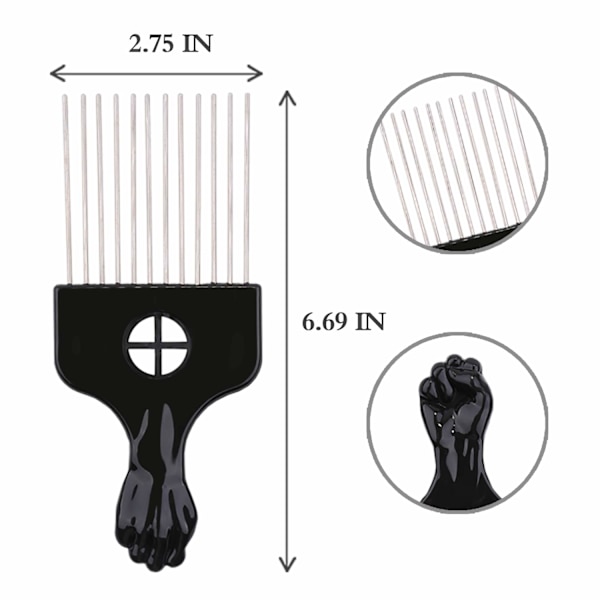 Afro Pick, Hårplock, Metallplock Kam, Utreda Peruk Fläta Hår