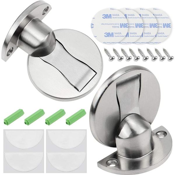 2-pack magnetiska dörrstoppar, kraftigt metallväggsskydd