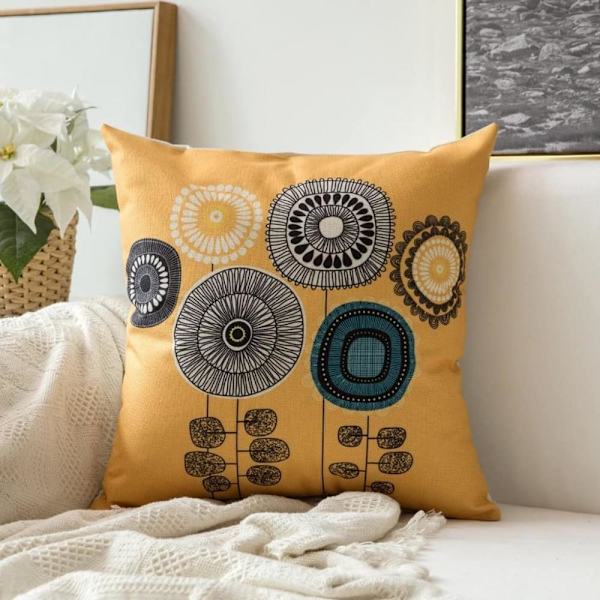 Mjuka bomullslinnekuddfodral för heminredning, 45 x 45 cm, set om 4, tropiska blommor