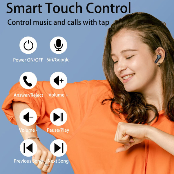 Bluetooth kuulokkeet 5.1 -nappikuulokkeet LED- power , langaton