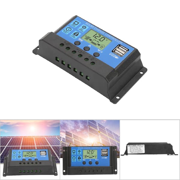 Solcellepanel-kontroller med USB-port Solladningskontroller (10A)