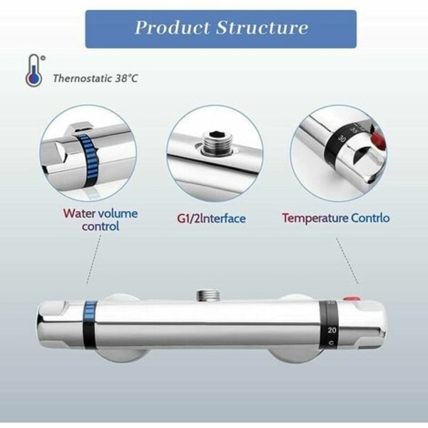 Termostatisk dusjbatteri, 59 messing termostatisk badekarbatteri