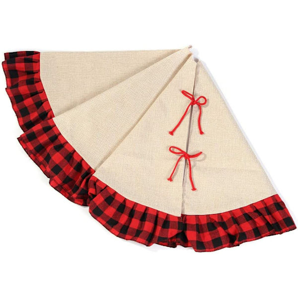 48 tuuman joulukuusen hame Buffalo Plaid -röyhelöinen säkkikangaspuuhame