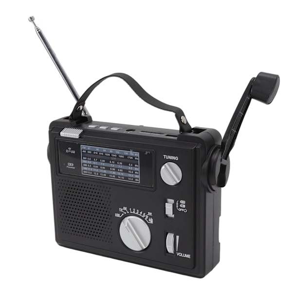 Handvevradio AM FM SW Multi Band LED Nödradio med MP3-uppspelning U-diskslagringskortplats