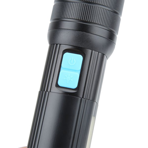 Super Ljus Utomhus LED Ficklampa Vattentät USB Laddningsbar Zoombar för Camping Picknick Klättring svart