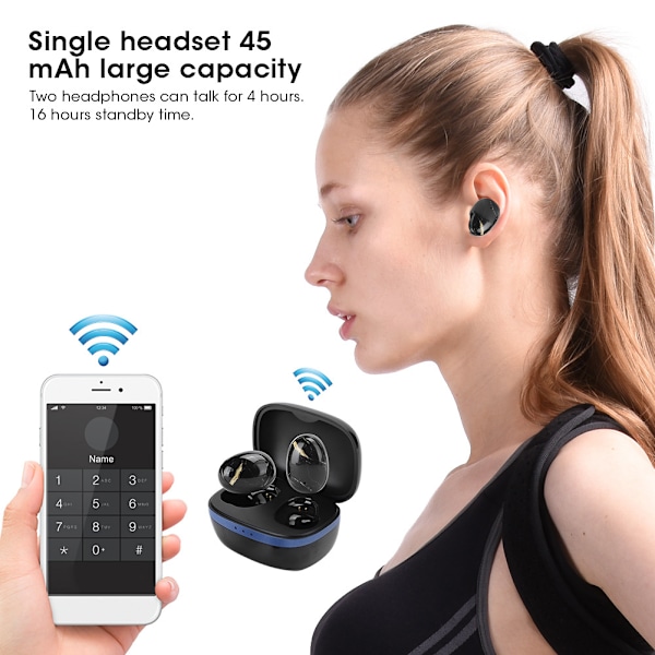 TWS1 Trådlösa Bluetooth Hörlurar In-Ear Stereo Öronproppar för Bluetooth-Aktiverade Enheter