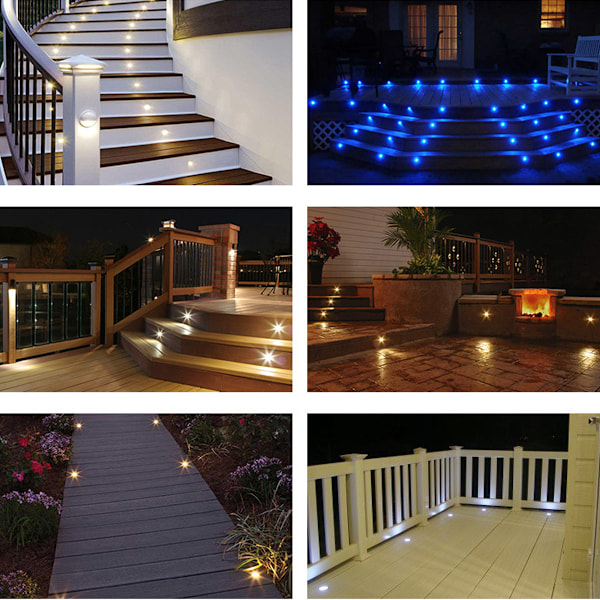 10-pack LED-spotlampa Mini Ø18mm Rostfritt Stål Infälld Belysning för Terrass Inbyggd Taklampa, IP67 Vattentät DC12V Utomhuslampa för Stig