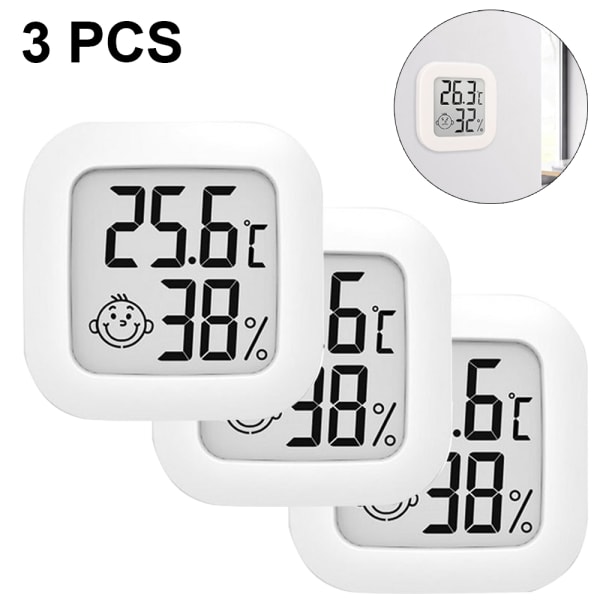 3-pakke innendørs termometer, hygrometer digital