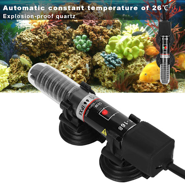 50W Akvarievarmerstang Mini Fisktanke Konstant Temperatur 26℃ EU Stik 220V‑240V