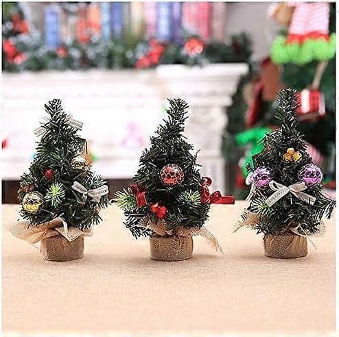 1 stk 20 cm mini kunstig juletre til dekorasjon med pynt, mini borddekorasjon juletre