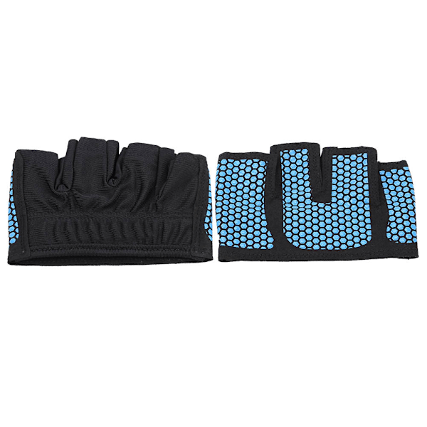 1 Pair Anti-skid Weightlifting Gloves Half Finger Sports Fitness Hand Protector,Blue M