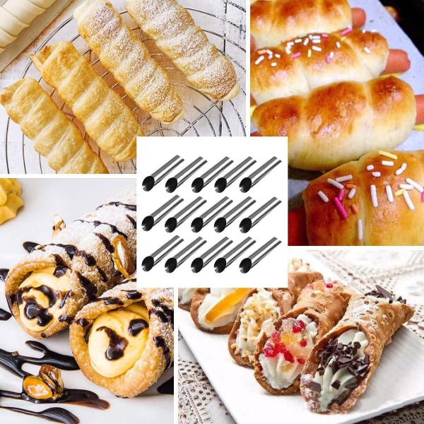 Cannoli-rør, rustfrit stål cannoli-form non-stick dansk wienerbrødsform croissant-skal cannoli