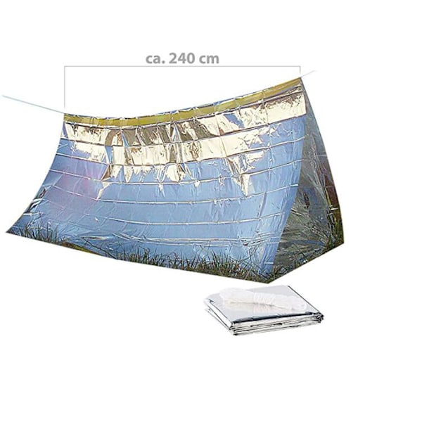 3-i-1 Nödfilt Tält Sovsäck, Värme Reflekterande Vattentät Mylar Termiskt Skydd Camping/Vandring Överlevnadsutrustning