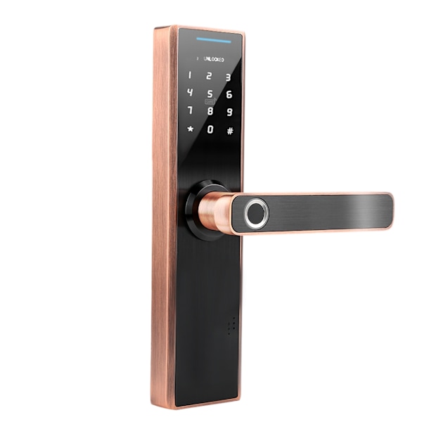 Elektronisk Smart Fingeravtrykk Passordkort Dobbelt Tungedør Lås Berøring med Nøkkel (Rød Bronse)