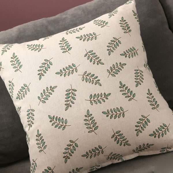 Hjem putetrekk sofa putetilbehør lin nordisk stil daglig bruk hjem tekstiler små grønne blader 45x45