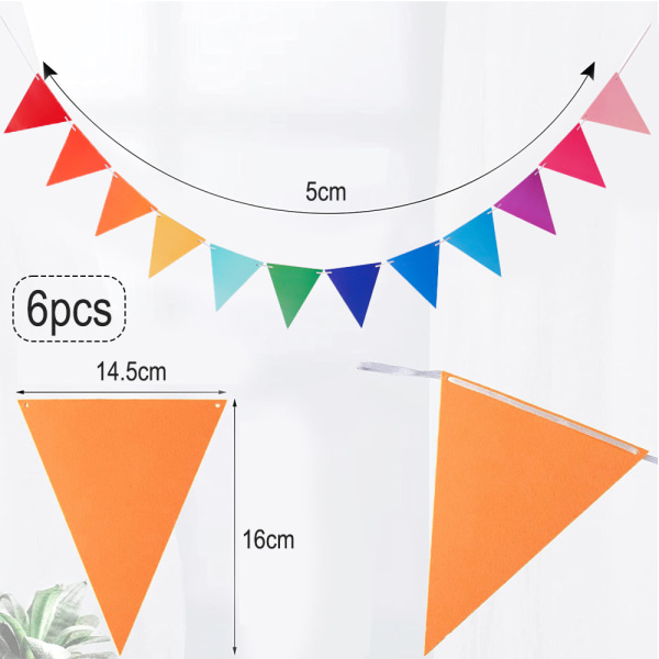 6 uppsättningar Vimpel Banner Flerfärgad hängande papper Triangel Flagga Mixed color