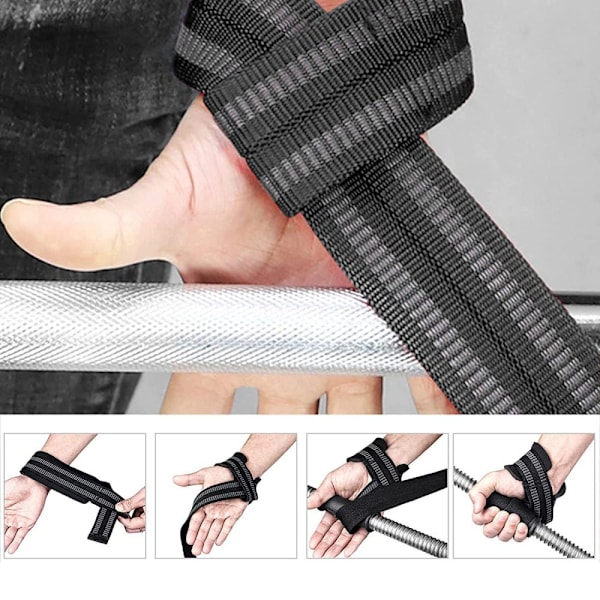 Draghjälp styrketräning lyftremmar, handledsbandage draghjälp (vadderade) för styrketräning, bodybuilding, fitness - marklyftremmar -