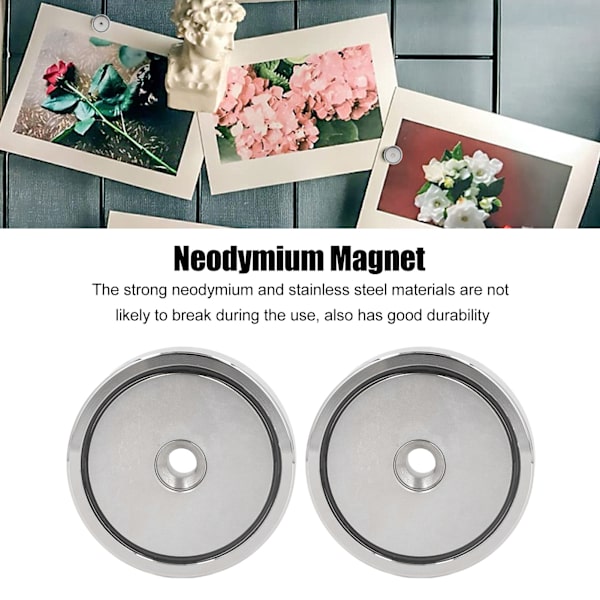 2 kpl Uppotettujen reikien magneetteja 280 kg vetovoimalla Neodyymi harvinaismaametalliskiekkomagneetti