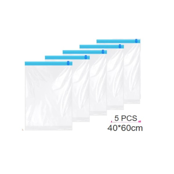 Vakuumpåsar för rullande kläder, 5-pack resekompressionspåsar, återanvändbara vakuumpåsar för kläder, filtar, handdukar, kläder resebagage (60 x