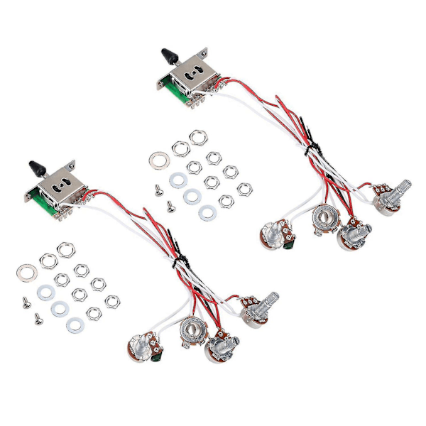 Pots for Strat-gitar, forhåndskablet, 1 volum, 2 tonekontroll, 5-veis bryter
