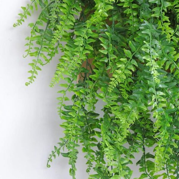 Kueatily 2 st konstgjorda Boston Fern-växter, konstgjorda fallande konstgjorda växtvägg, hem- och utomhusbröllopsdekoration höstdekor