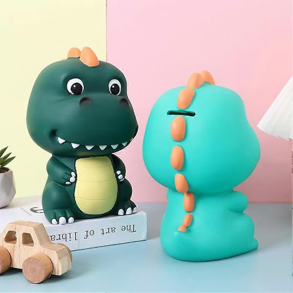 Spargris for barn Stor kapasitet Dinosaur Spargris Multifunksjonell Pengebesparende Krukke for gutter jenter Ideell bursdags- og julegave Blue