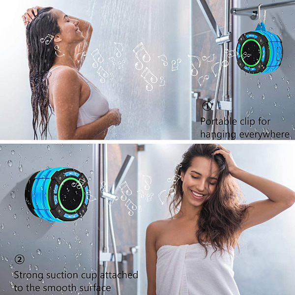 Duschhögtalare, Ipx7 Vattentät Bärbar Bluetooth-högtalare Vattentät Trådlös Högtalare För Strandpool