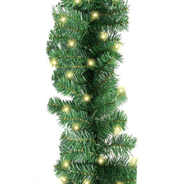 Juskys Christmas Fir Garland Green med LED Fairy Lights –