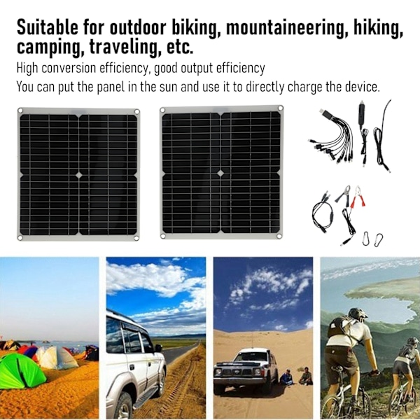Högeffektiv Monokristallin Solpanel Kit, Portabel Solcellsladdare För Nödsituationer Och Utomhusaktiviteter, Lättviktsdesign Med