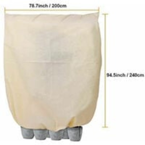 Vinterdekke for planter, fiberduk vinterdekke 80 g/m2 Frostbeskyttelse for planter i potter og rosebusker (240x200cm)