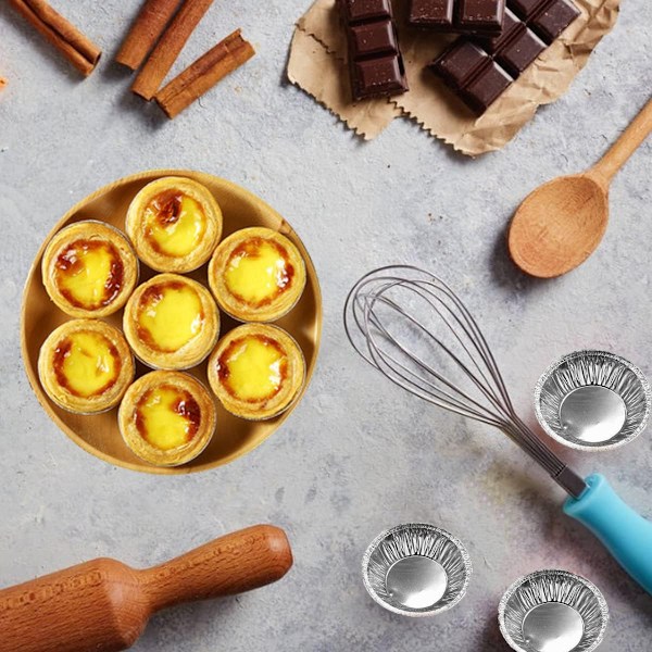 Aluminiumfolie tærteform/miniform/engangsbageform, egnet til bagning af tærter, quiches, creme brulee-tærter osv.