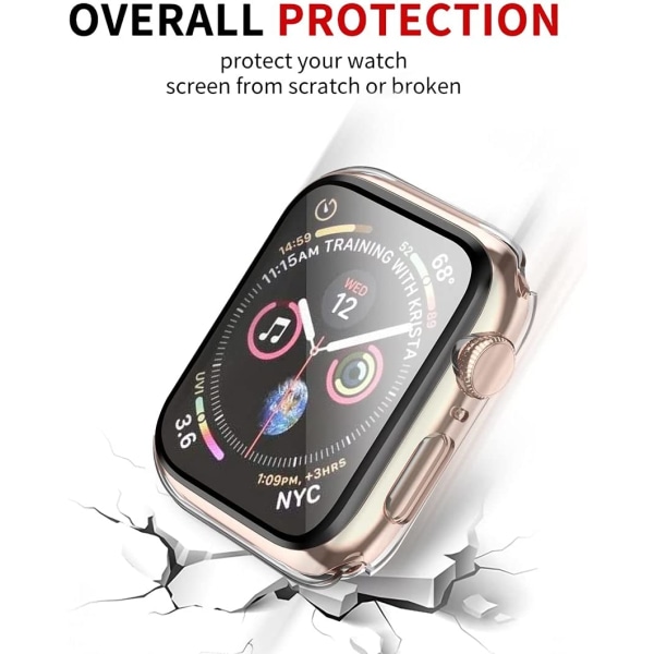 1 stk Velegnet til Apple Watch Full Package Blødt etui sort Clear 44mm