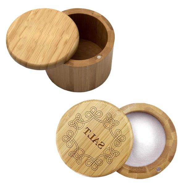 Bamboo Salt Box, Salt Container With Lid, Salt Shaker,  Bowl