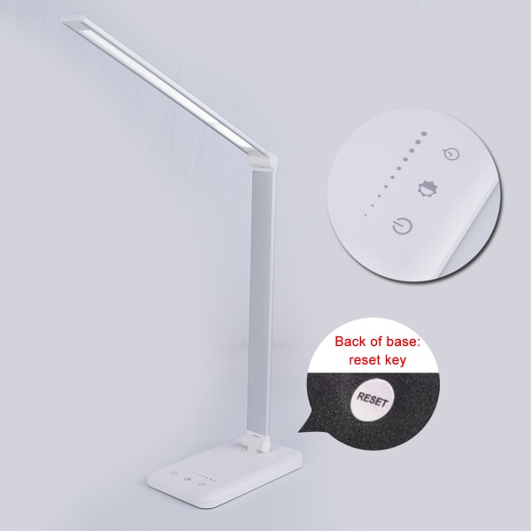 LED bordlampe, dæmpbar bordlampe 6W trådløs opladning og USB