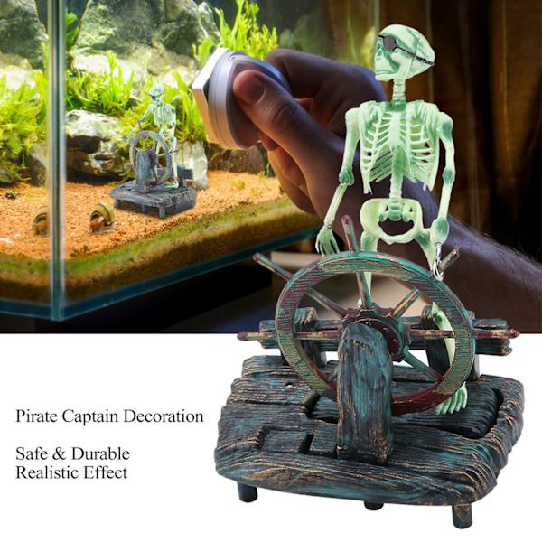 Akvarie Hippocampus Pirat Kaptajn Dekoration Fisketank Landskab Skelet Ornament