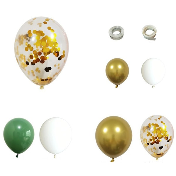 Olivolja gröna ballonger båge girlang kit - vit olivolja grön guld C