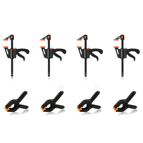 8-pack F-klämmor Clips Set, Enhandsgrepp Snabbspännare