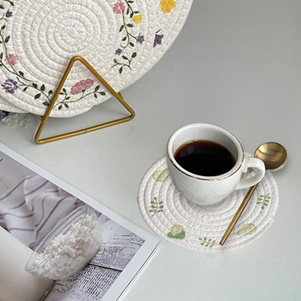 Pyöreä punottu puuvillaköysi punottu aluslevysetti 6 kappaletta