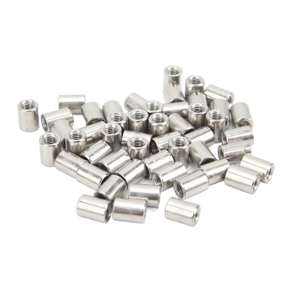 50 stk. Koblingsmøtrik Rundstangforbindelse Hun-gevind 304 Rustfrit Stål M6x1.0 10 L13mm