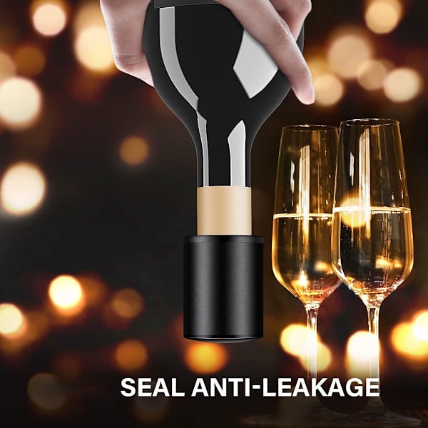 2 stk. vakuum friskholdelåg til vin i aluminiumlegering/rustfrit stål