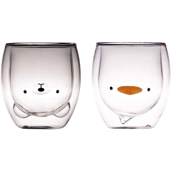 Hwagui - Cute Cup kaksiseinämäinen lasimuki, lasinen espressokuppi,