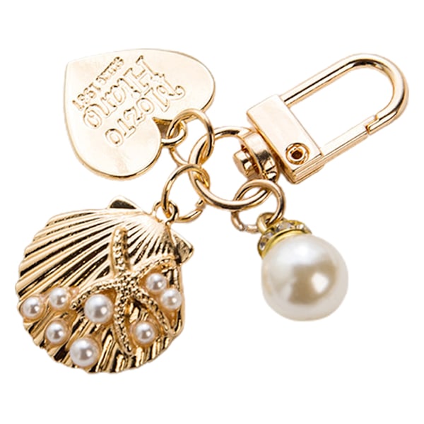 Faux Pearl Keychains Metal Heart Shell Key Chain Charms Key