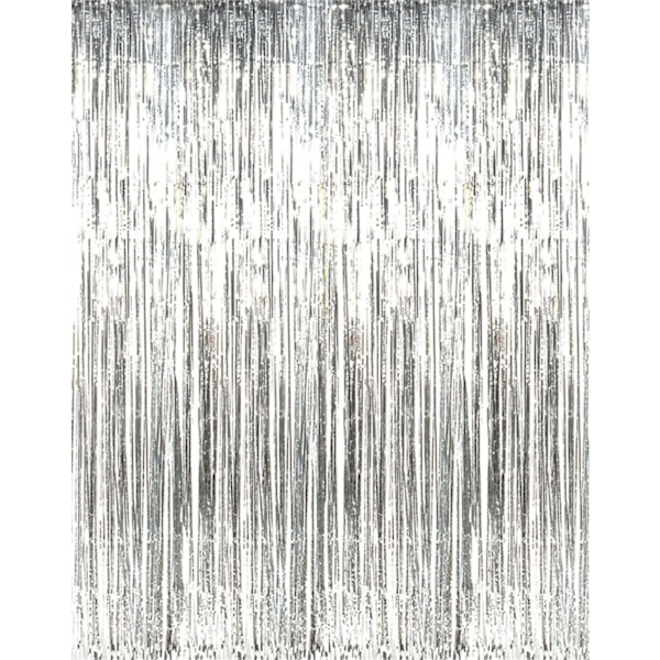 3,2 jalkaa x 9,8 jalkaa metallinen tinsel-foliohapsu verho juhliin