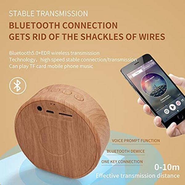 Bärbar Bluetooth högtalare, Retro Wood Grain trådlös högtalare, Black