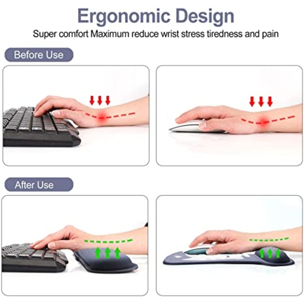 Tastatur musematte håndleddsstøtte, gel ergonomiske musematter for